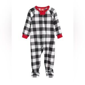 Family Pajamas Matching Baby Thermal Waffle Buffalo Check Footie One-Piece